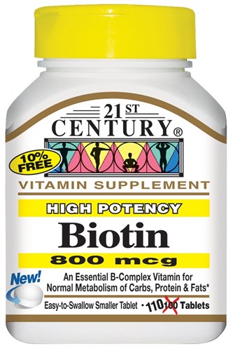 21st Century High Potency Biotin 800mcg (110таб) CEN008 - фото 8088
