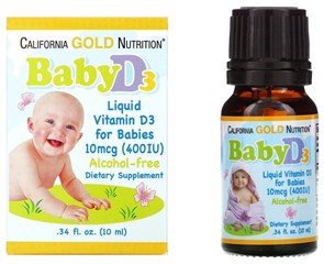 California GOLD Nutrition Baby D3 liquid 10mcg (10мл) CAL004